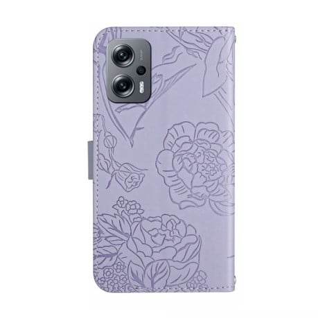 Чехол-книжка Skin Feel Butterfly Embossed для Xiaomi Poco X4 GT - фиолетовый