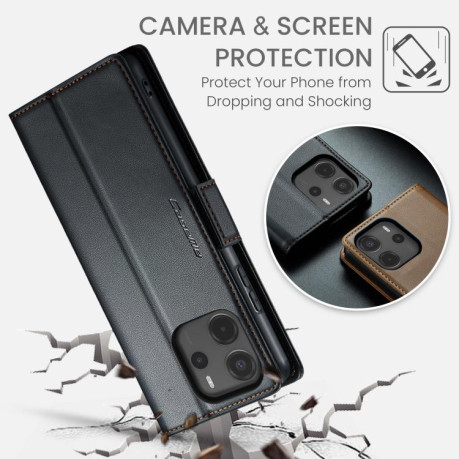 Чехол-книжка CaseMe 023 Butterfly Buckle Litchi Texture RFID Anti-theft Leather для Xiaomi Redmi Note 14 4G 164.84mm - черный