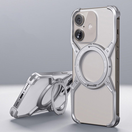 Протиударний чохол Aluminum Alloy Frameless 360-Degree Rotating для iPhone 16 - сріблястий