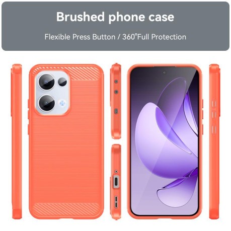 Противоударный чехол Brushed Texture Carbon Fiber на OPPO Reno13 Global - красный