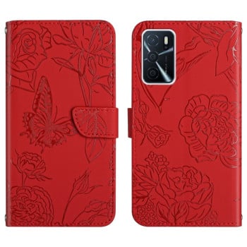 Чехол-книжка Skin Feel Butterfly Embossed для OPPO A54 4G / A16 - красный