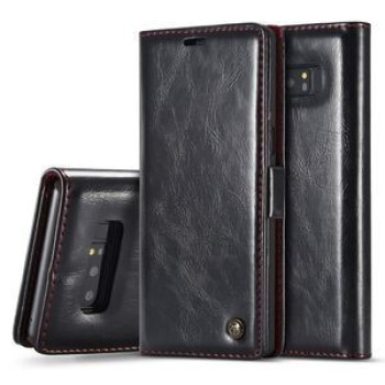 Кожаный чехол- книжка CaseMe 003 Series с магнитной крышкой на Samsung Galaxy Note 8 Business Style Crazy Horse Texture- черный