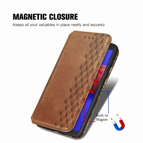 Чехол-книжка Cubic Grid на Samsung Galaxy A01 Core / M01 Core - коричневый