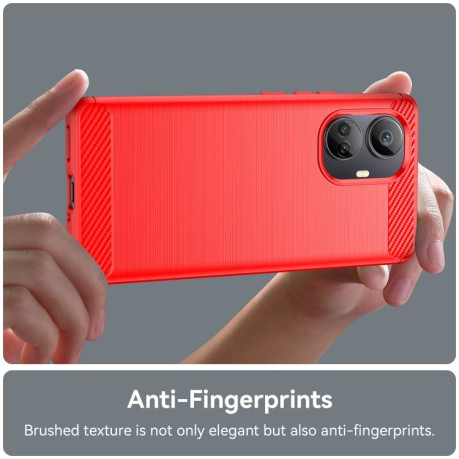 Протиударний чохол Brushed Texture Carbon Fiber на Realme 10 Pro+ - червоний