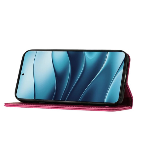 Чехол-книжка Cat Embossing Pattern на Xiaomi Redmi Note 14 5G/Poco M7 Pro 5G - розовый