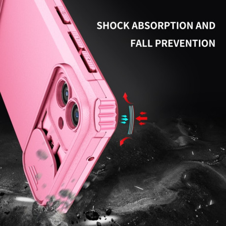 Противоударный чехол Stereoscopic Holder Sliding для Samsung Galaxy A04 4G - розовый