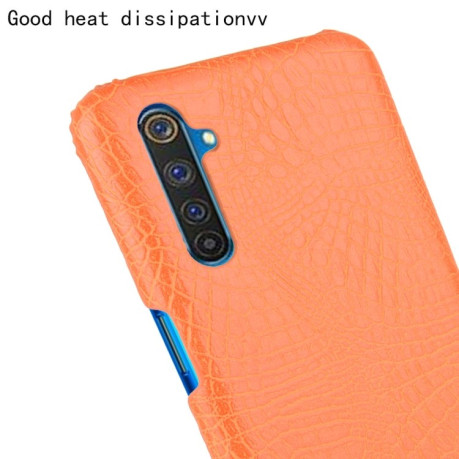 Ударопрочный чехол Crocodile Texture на Realme X50 Pro - оранжевый