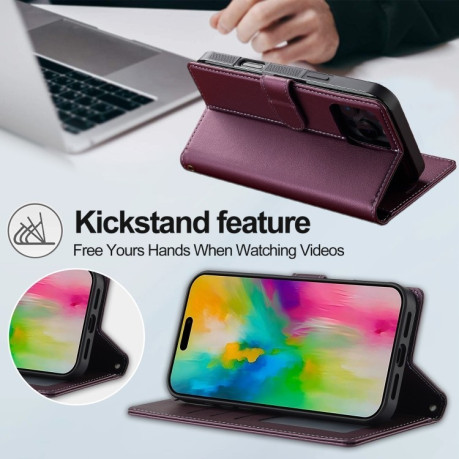 Чохол-книжка LCIMEEKE L2 Series Detachable Magsafe для iPhone 16 Pro Max - фіолетовий