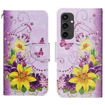 Чехол-книжка Colored Drawing Pattern для Samsung Galaxy S24 FE 5G - Flowers