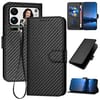 Чехол-книжка Carbon Fiber Texture для Xiaomi 17 Pro Max — чёрный