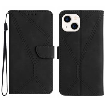 Чохол-книжка Stitching Embossed Leather  для iPhone 15 -чорний