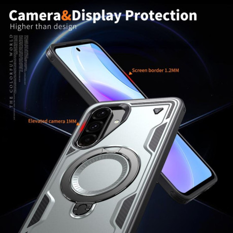 Противоударный чехол MagSafe Holder Armor PC Hybrid для Samsung Galaxy A56 5G - серый