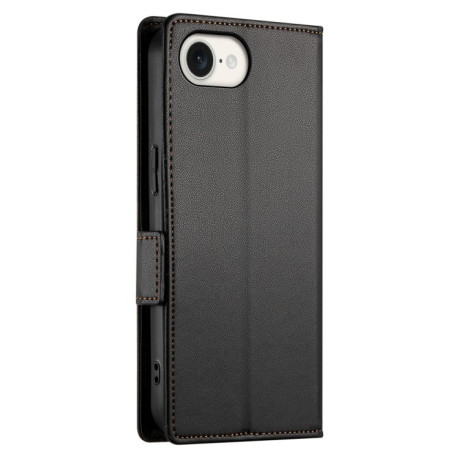 Чехол-книжка Side Buckle Magnetic Frosted Leather для iPhone 16e - черный