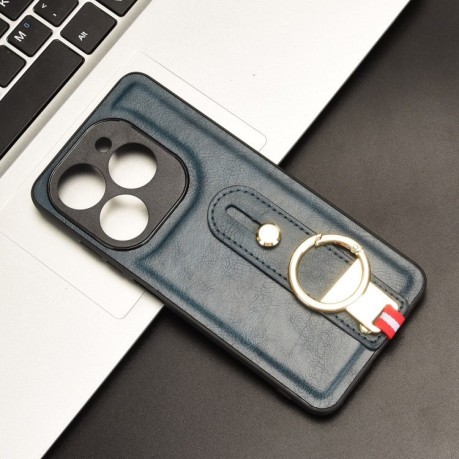 Противоударный чехол Wristband Leather Back для Infinix Smart 8 Plus / Smart 8 Pro - синий