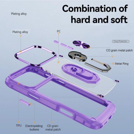Противоударный чехол Acrylic Ring Holder на iPhone 17 Pro Max - фиолетовый