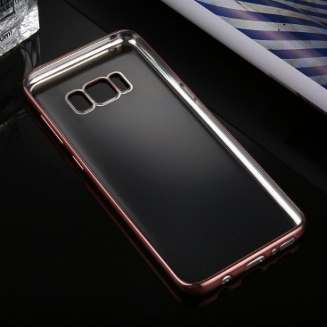 Силиконовый чехол Electroplating Frame для Samsung Galaxy S8 / G950-розовое золото