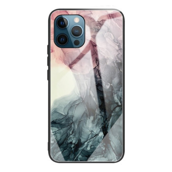 Противоударный стеклянный чехол Marble Pattern для iPhone 13 Pro - Abstract Black