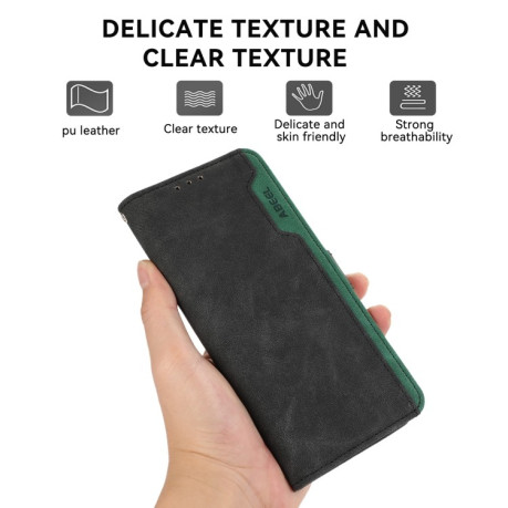 Чехол-книжка ABEEL Color Block Magnetic RFID Leather на Samsung Galaxy A06 4G - Black-Green