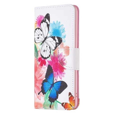 Чехол-книжка Colored Drawing Pattern для Samsung Galaxy S25 5G - Butterflies
