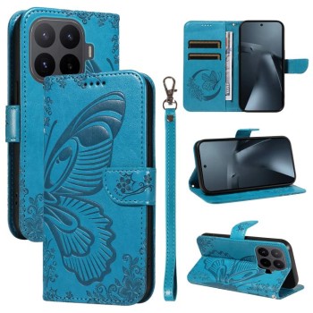 Чохол-книжка Swallowtail Butterfly Embossed Leather на Xiaomi 17T Pro 5G Global — синій