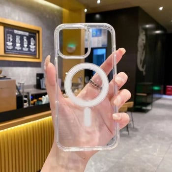 Чехол MagSafe Magnetic Clear Acrylic TPU для iPhone 16 Pro Max - прозрачный