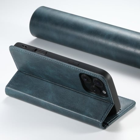 Чохол протиударний Suteni H02 Leather Wallet Stand для iPhone 16 Pro - синій