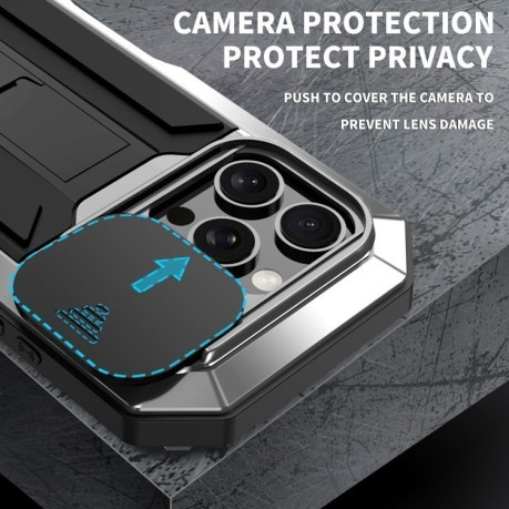 Противоударный чехол R-JUST Sliding для iPhone 16 Pro Max - серебристый