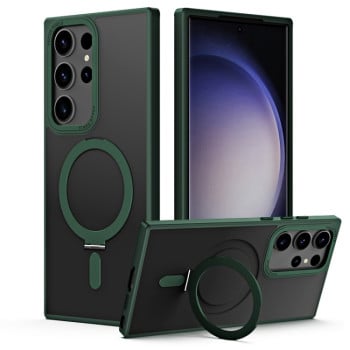 Протиударний чохол Skin Feel MagSafe with Holder для Samsung Galaxy S23 Ultra 5G - зелений