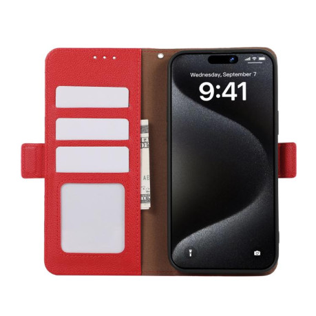 Шкіряний чохол-книжка KHAZNEH Genuine Leather RFID для OnePlus 13R/Ace 5/Ace 5 Pro - червоний