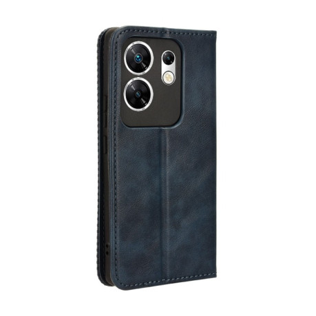 Чехол-книжка Magnetic Buckle Retro Crazy Horse Texture на Infinix Zero 30 4G - синий