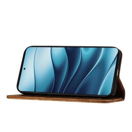 Чохол-книжка Cat Embossing Pattern на Xiaomi Redmi Note 14 5G/Poco M7 Pro 5G - коричневий