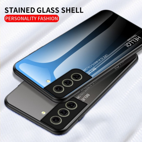Стеклянный чехол Gradient Color на Samsung Galaxy S21 FE - серый
