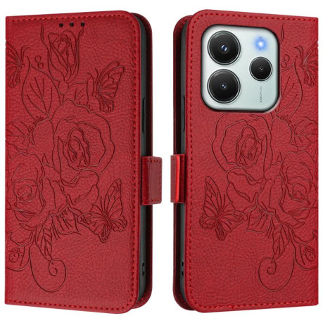 Чехол-книжка Magnetic RFID Anti-theft Leather для Xiaomi Redmi Note 14 4G 164.84mm - красный