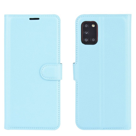 Чохол-книжка Litchi Texture на Samsung Galaxy A31 - блакитний
