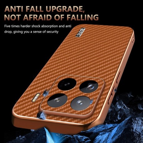 Ударозахисний чохол AZNS Electroplated Edge Carbon Fiber Texture на Xiaomi 15 Pro - синій