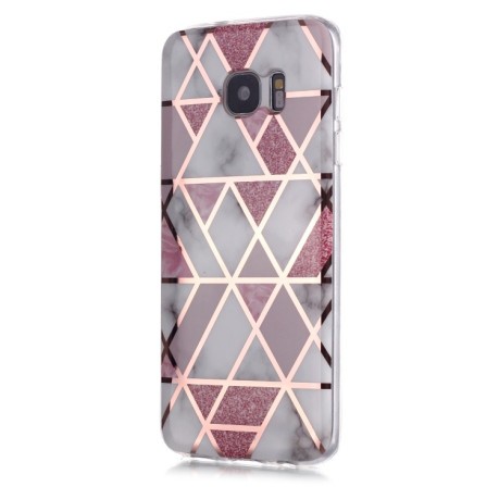 Противоударный чехол Plating Marble для Samsung Galaxy S7 edge - розовый