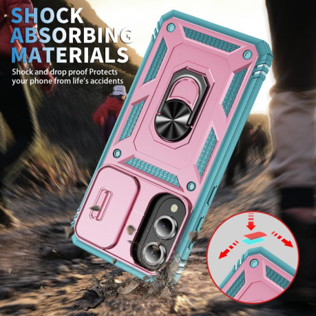 Протиударний чохол Sliding Camshield для Samsung Galaxy S25 Edge 5G - Pink+Green