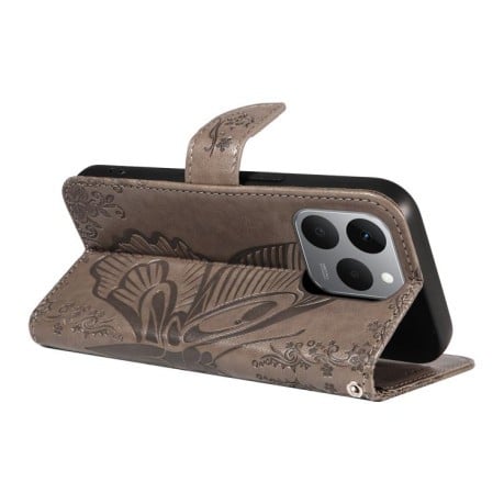 Чехол-книжка Swallowtail Butterfly Embossed Leather для Realme 15T 5G — серый