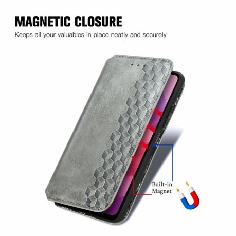 Чехол-книжка Cubic Grid для OnePlus 12R 5G - серый