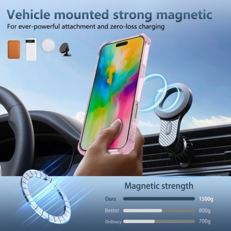 Протиударний чохол Shield CD Pattern MagSafe Magnetic для iPhone 16 Pro Max - прозоро-рожевий