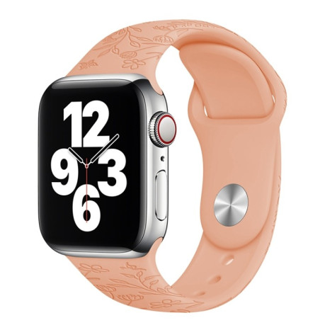 Ремешок Butterflies Love Flower Embossing для Apple Watch 10 46mm/Ultra 49mm / Series 8/7 45mm / 44mm / 42mm - оранжевый