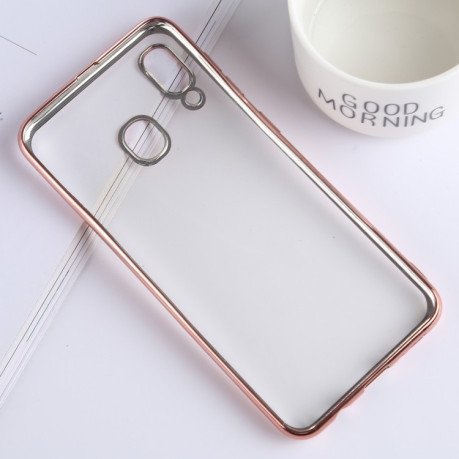 Ультратонкий силиконовый чехол Electroplating Soft на Samsung Galaxy A20 / A30-розовое золото