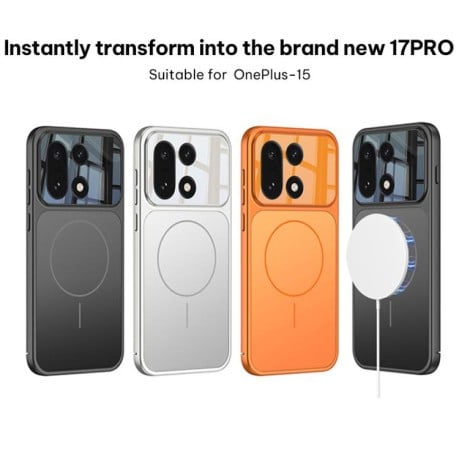 Матовый тонкий чехол Gkk Change to 17 Pro с MagSafe на OnePlus 15 — чёрный