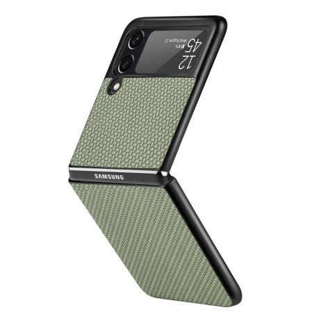 Противоударный чехол Cross Pattern Slim для Samsung Galaxy Z Flip3 5G - зеленый