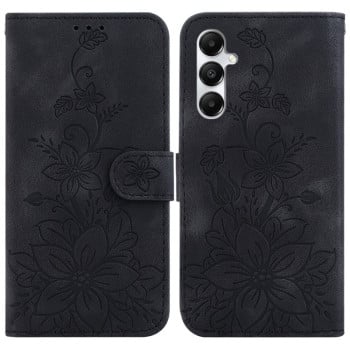 Чохол-книжка з тисненням Lily та магнітною застібкою на Samsung Galaxy A05s - чорний