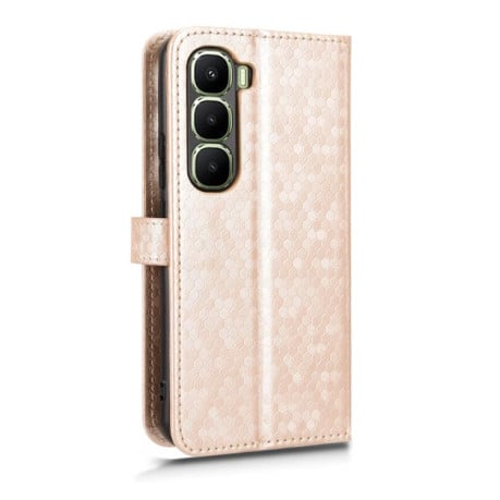 Чохол-книжка з фактурою Honeycomb Dot та магнітним хлястиком на Infinix Hot 60 Pro+ 4G - золотий