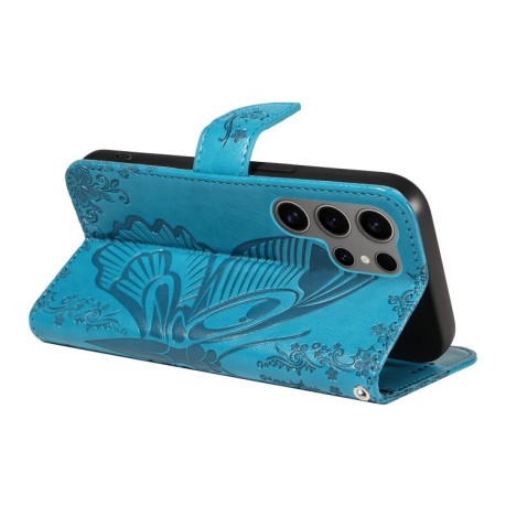 Чохол-книжка Swallowtail Butterfly Embossed Leather  для Samsung Galaxy S25 Ultra 5G - синій