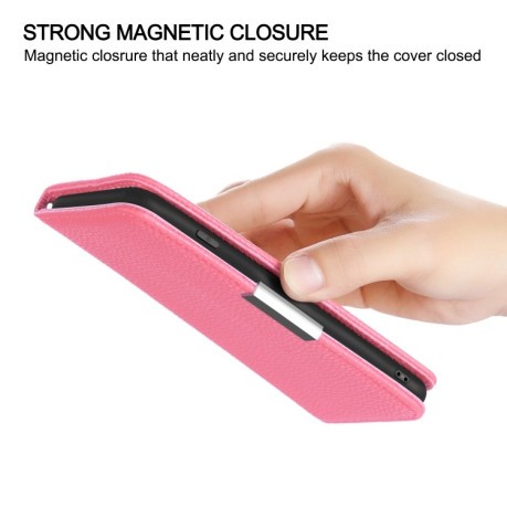 Чохол-книжка Litchi Texture Solid Color на iPhone 13 Pro Max - рожевий