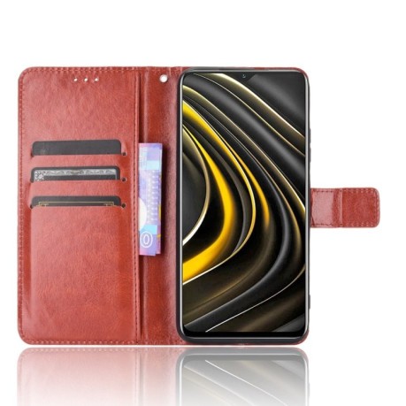 Чехол-книжка Retro Crazy Horse Texture на Xiaomi Poco M3 - коричневый