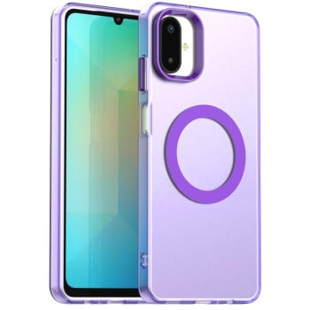 Противоударный чехол Candy Magsafe PC Hybrid TPU для Samsung Galaxy F06 5G / M06 5G - фиолетовый